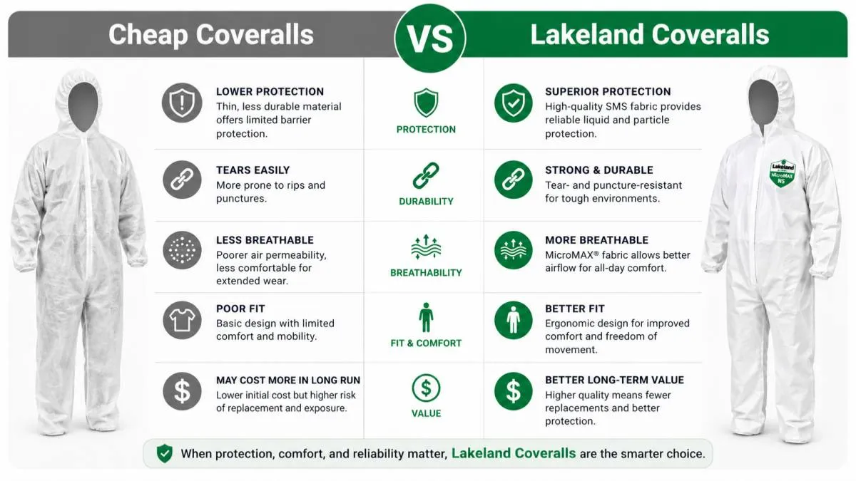 Cheap Coveralls VS Lakeland Coveralls